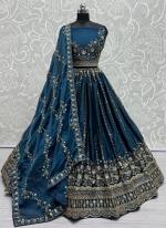 Satin Chiffon Blue Wedding Wear Sequinned Lehenga Choli